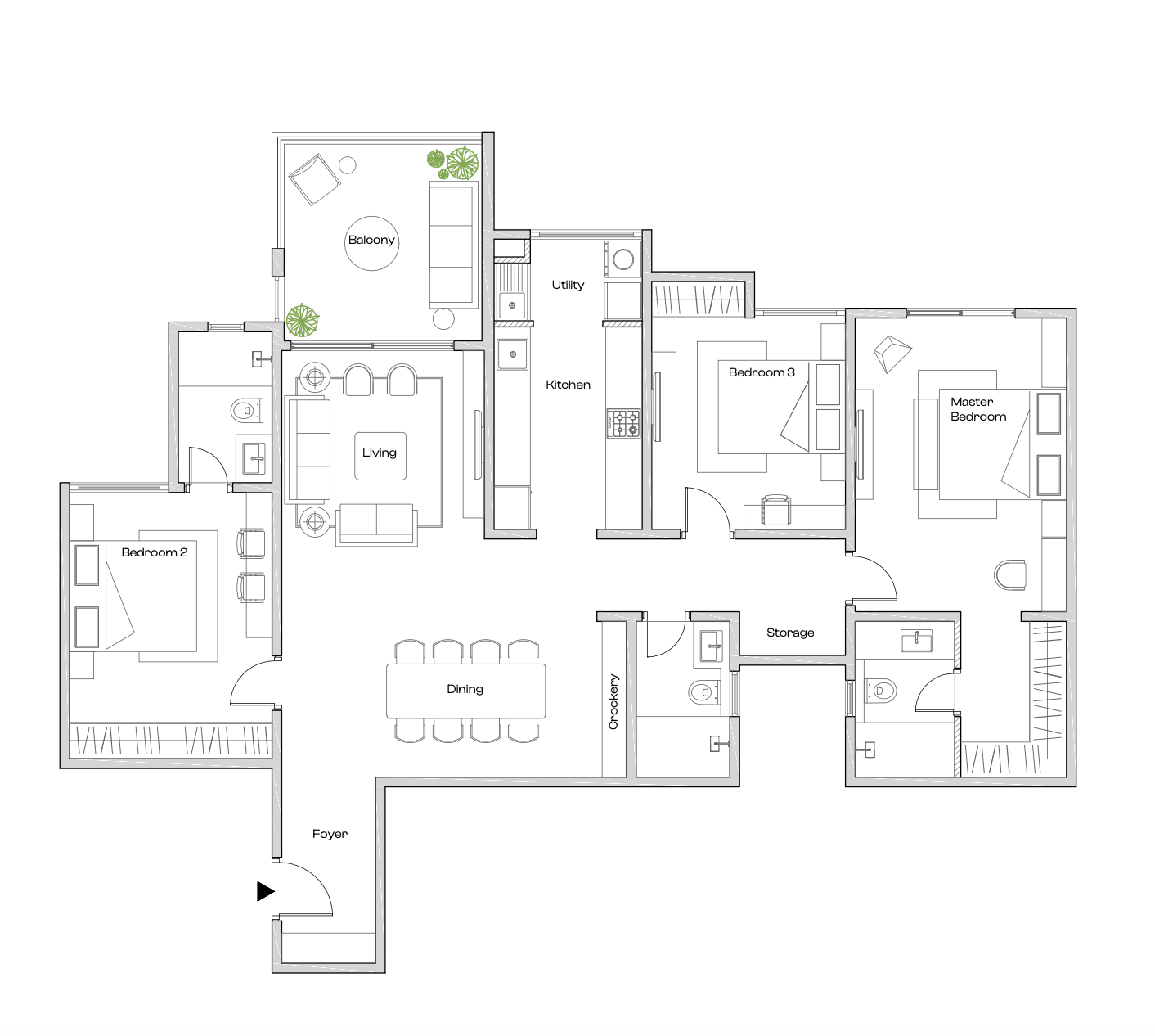 3 BHK Type 2 Floor Plan